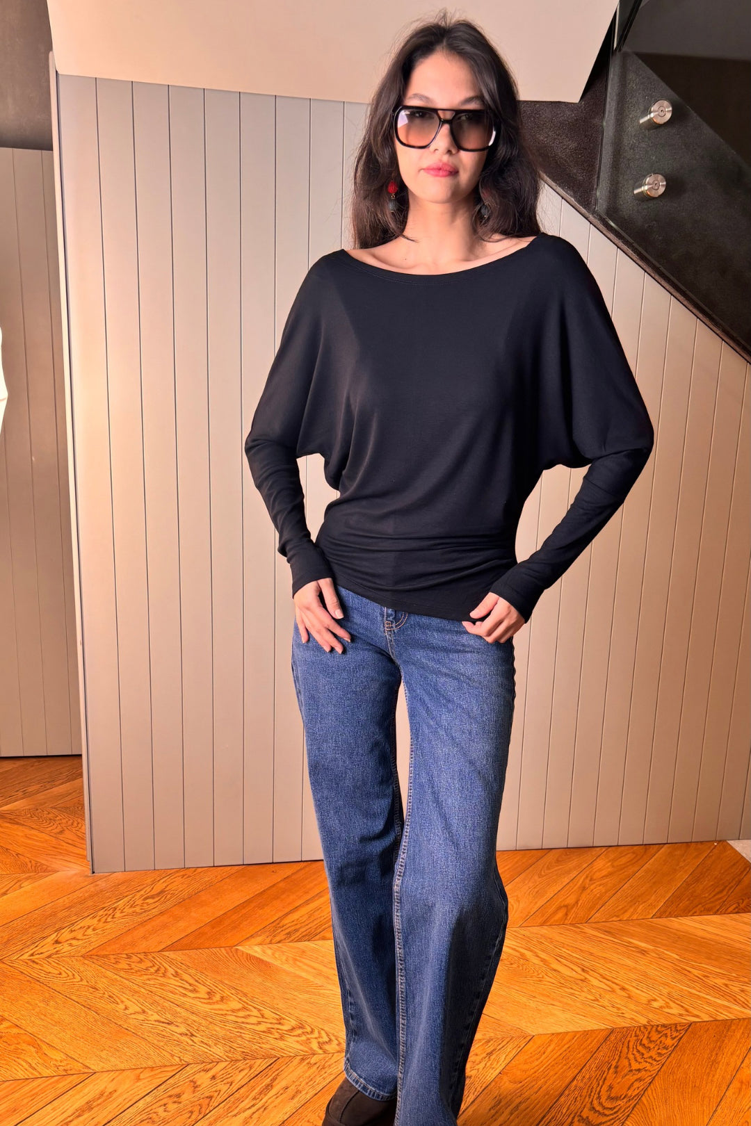 Siyah Beli Büzgülü Bluz