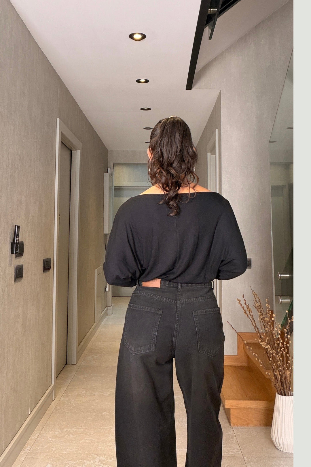 Siyah Zımbalı Balon Model Jean Pantolon