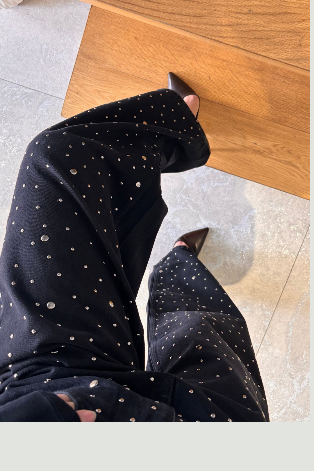 Siyah Zımbalı Balon Model Jean Pantolon