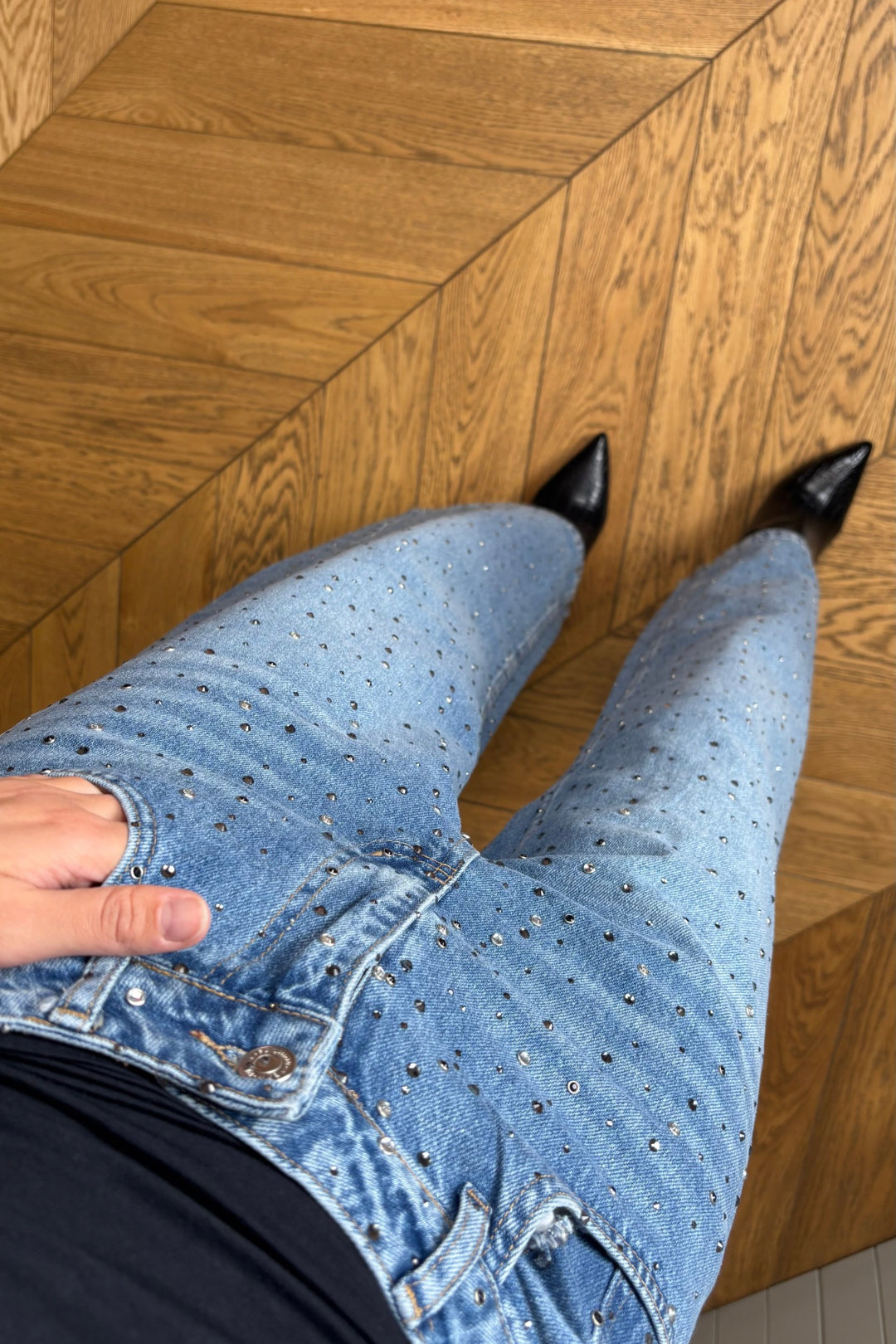 Mavi Taşlı Jean Pantolon