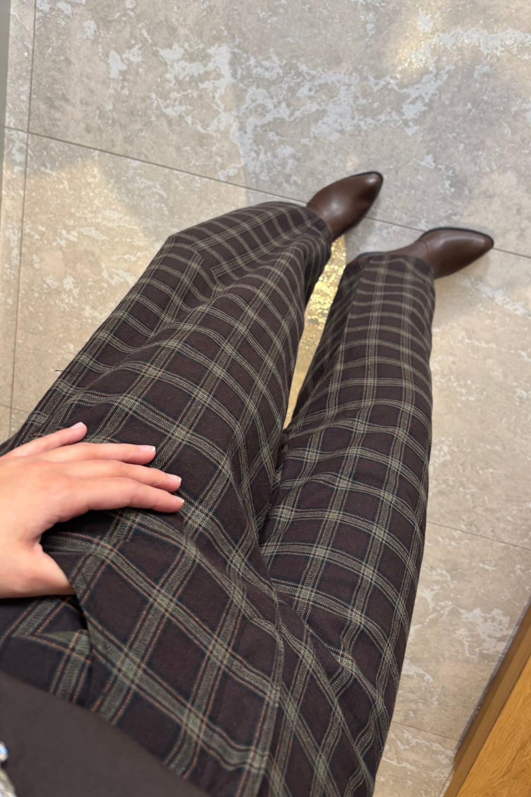 Haki Ekose Balon Pantolon