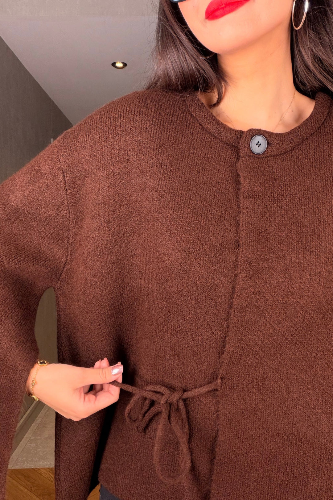 Kahverengi Yarasa Kol Hırka