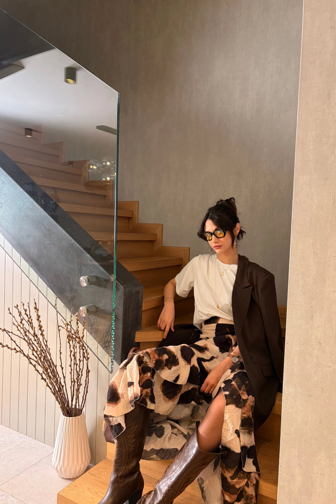 Desenli Volanlı Etek