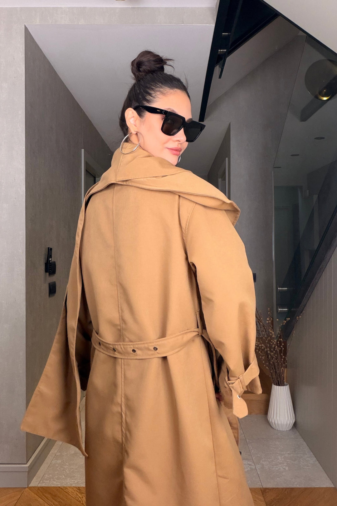 Camel Şal Detaylı Trençkot