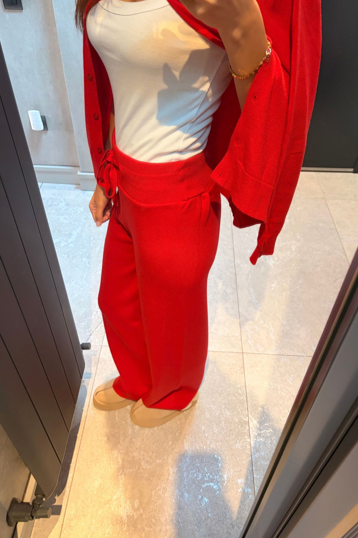 Kırmızı Triko Pantolon