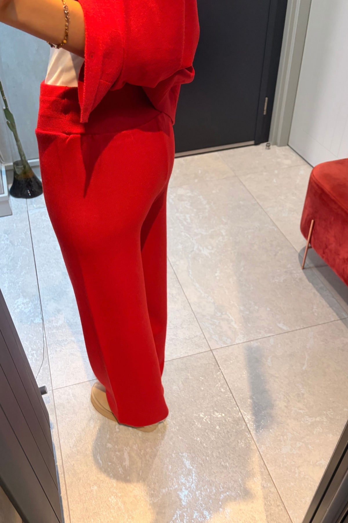 Kırmızı Triko Pantolon
