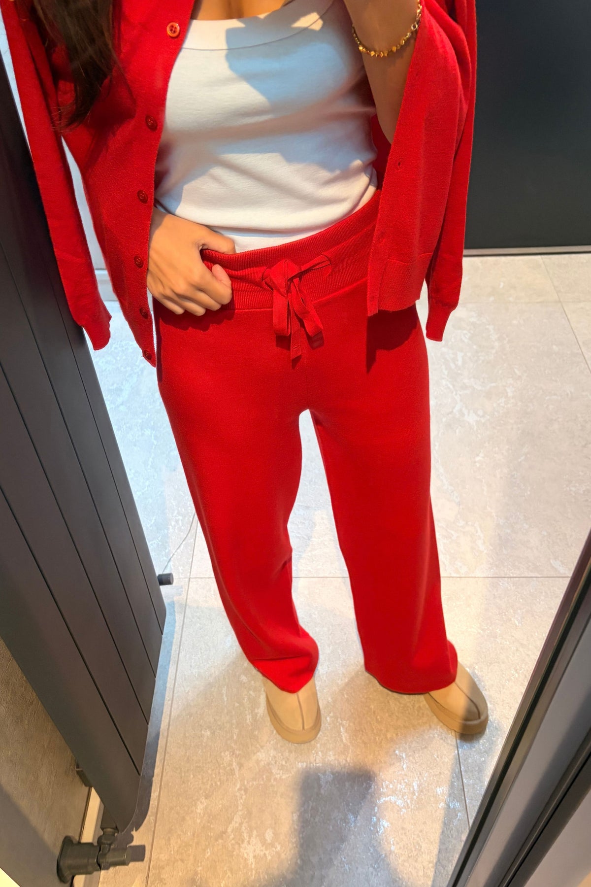 Kırmızı Triko Pantolon