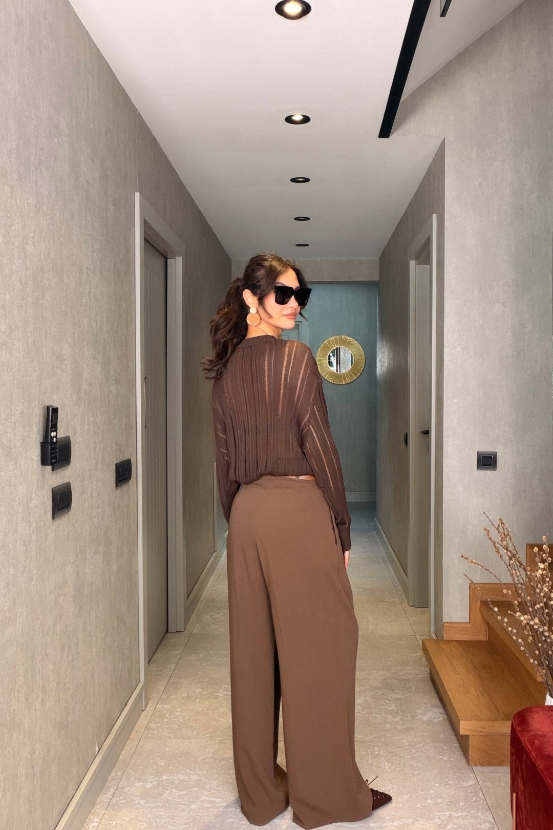 Vizon Kemerli Pileli Pantolon