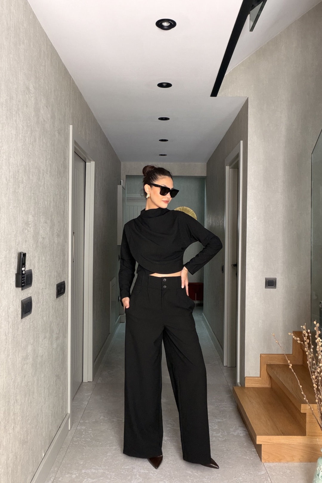 Siyah Bluz Pantolon Takım