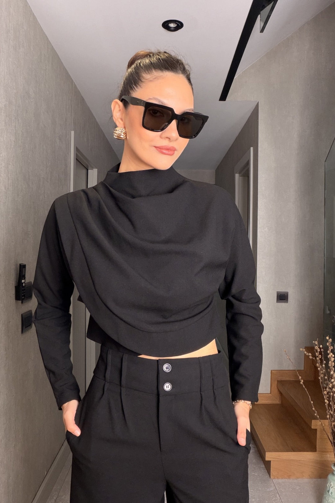 Siyah Bluz Pantolon Takım