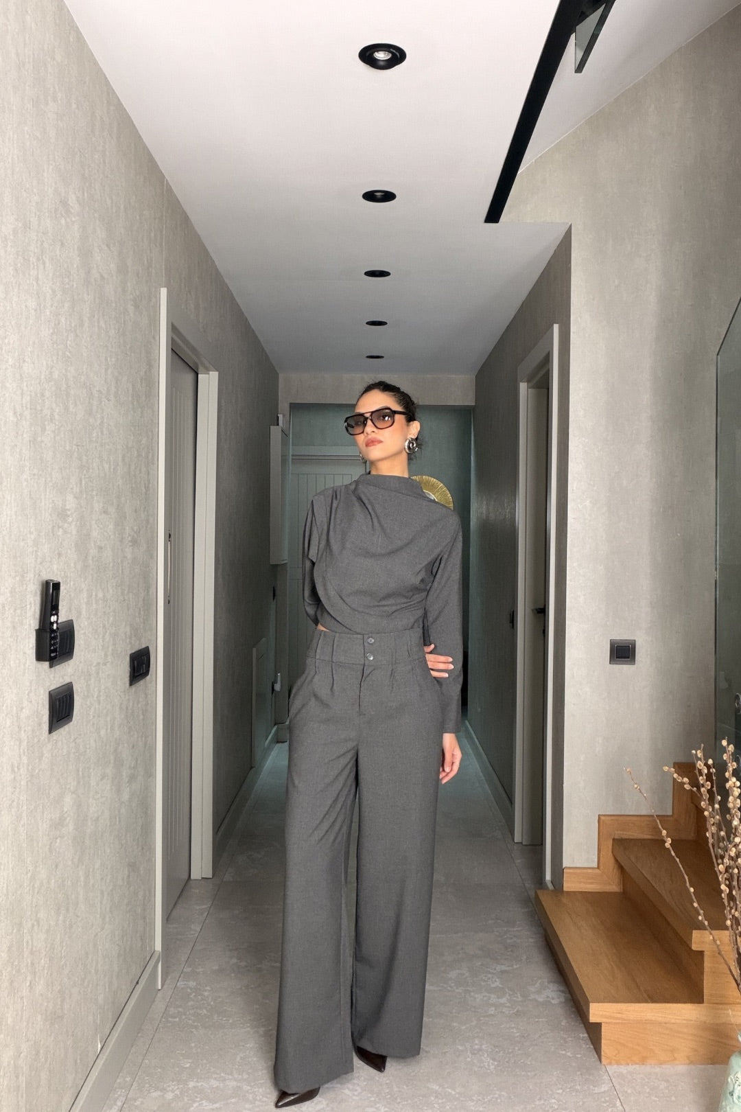 Antrasit Bluz Pantolon Takım