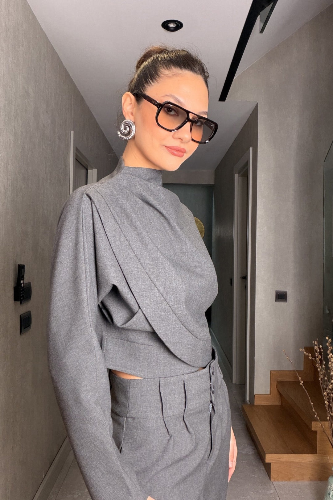 Antrasit Bluz Pantolon Takım