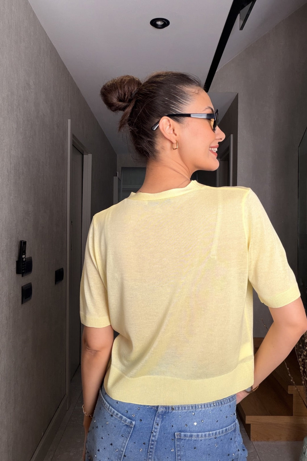 Sarı İnce Triko Hırka