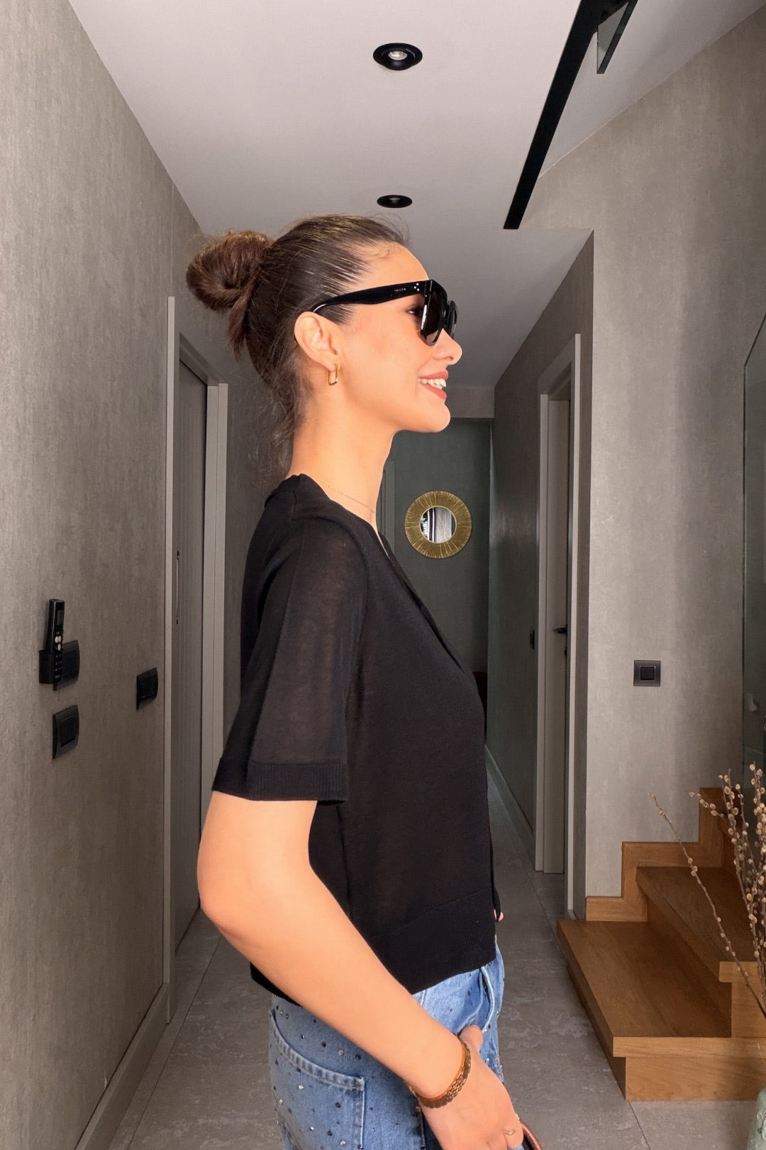 Siyah İnce Triko Hırka