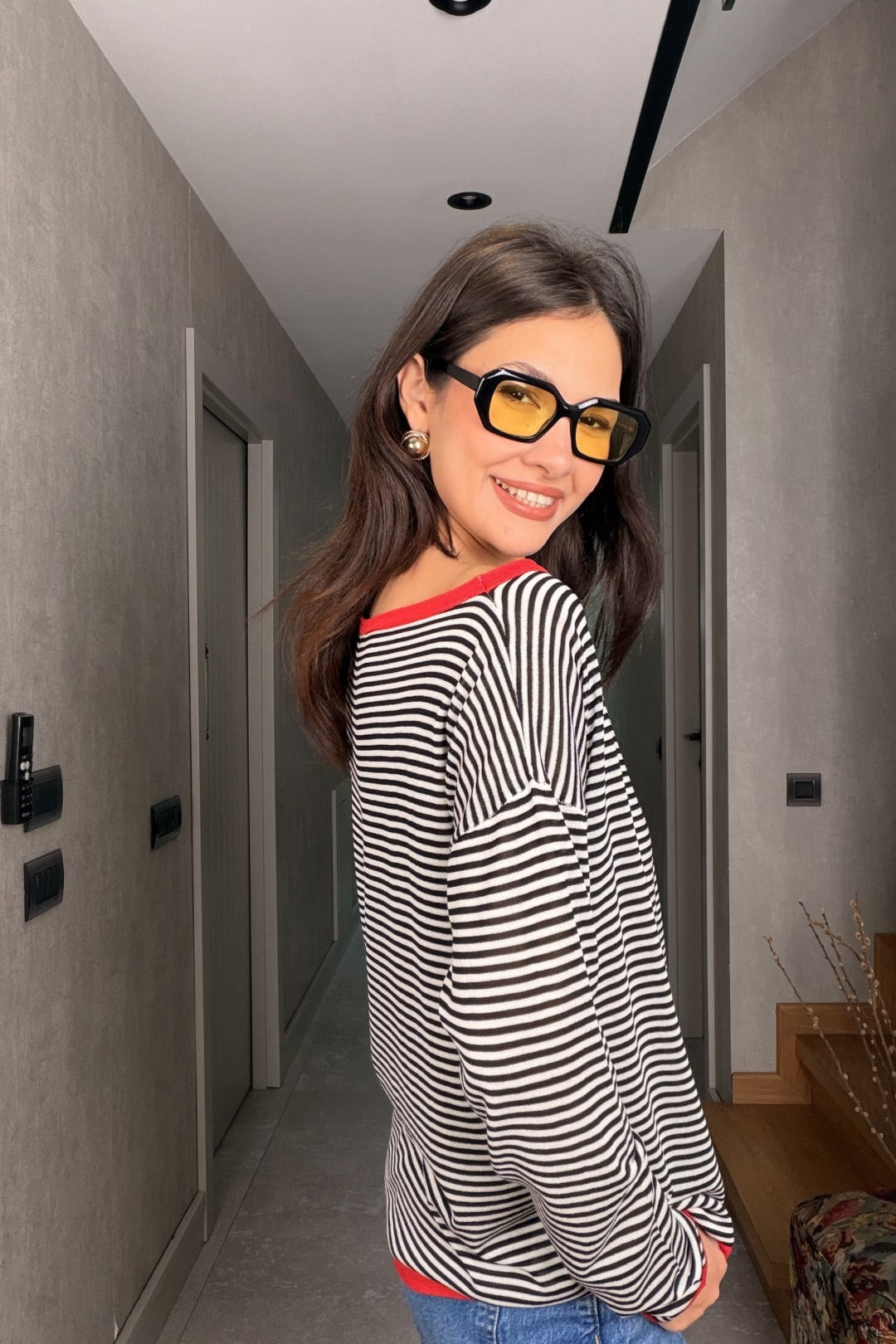 Siyah Kayık Yaka İnce Triko