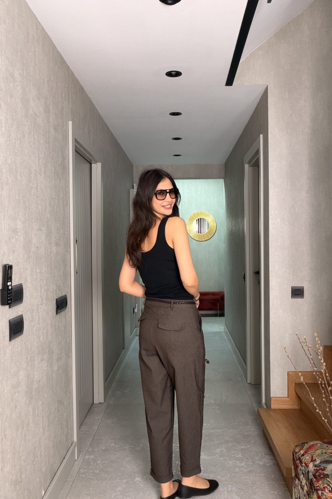 Kahverengi Kemerli Chino Pantolon