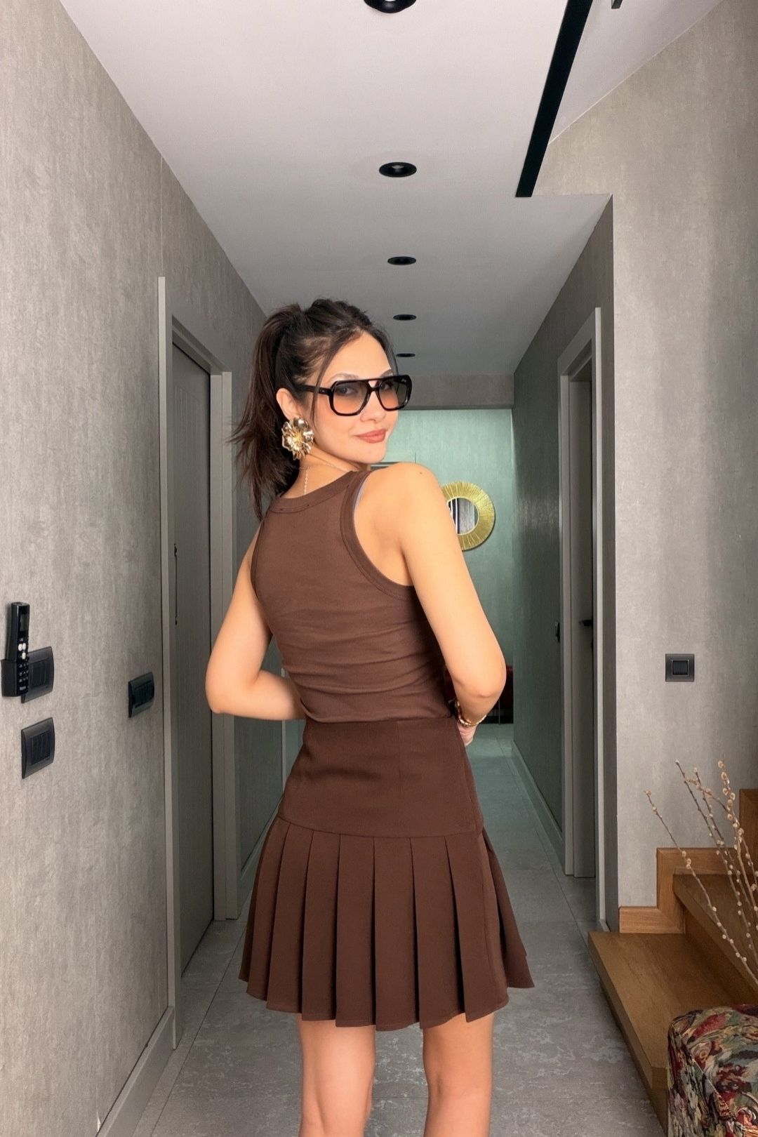 Kahverengi Kalın Askılı Fitilli Atlet