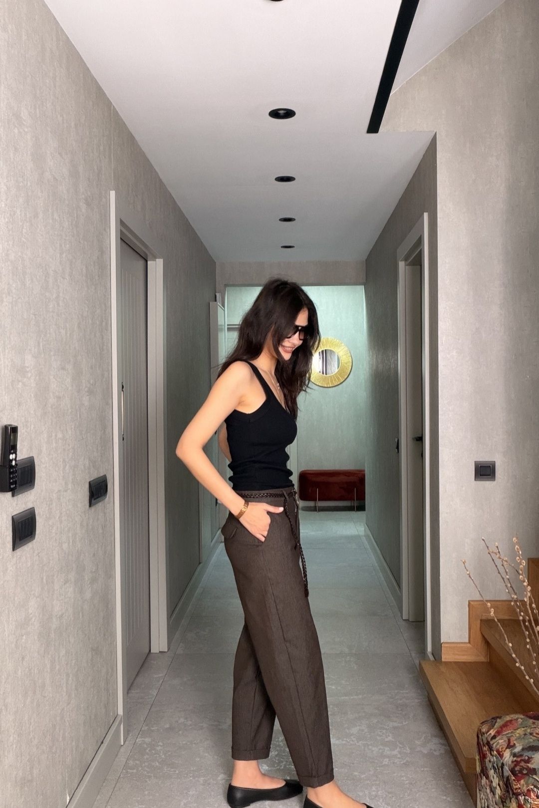 Siyah Kalın Askılı Fitilli Atlet