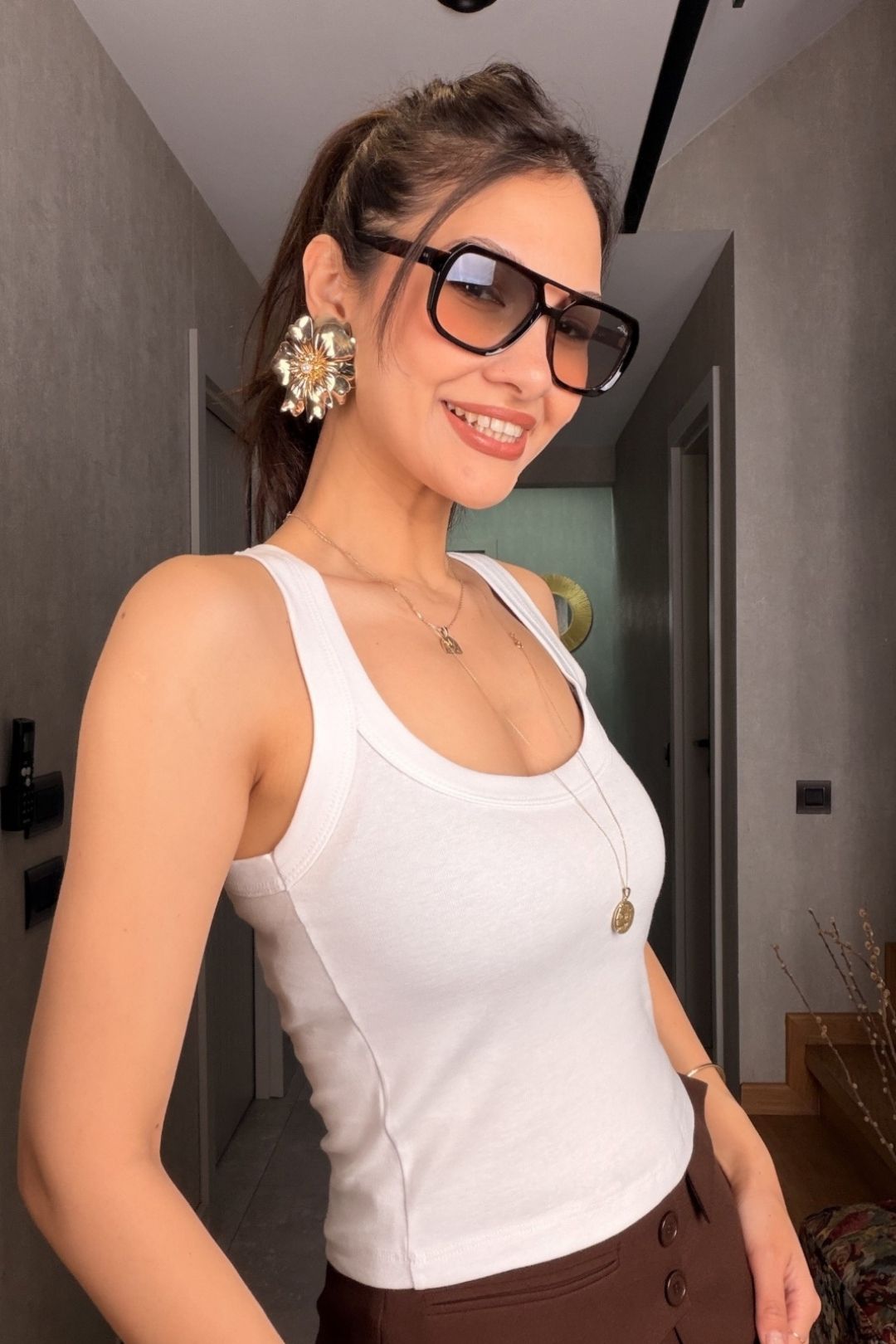 Beyaz Kalın Askılı Fitilli Atlet