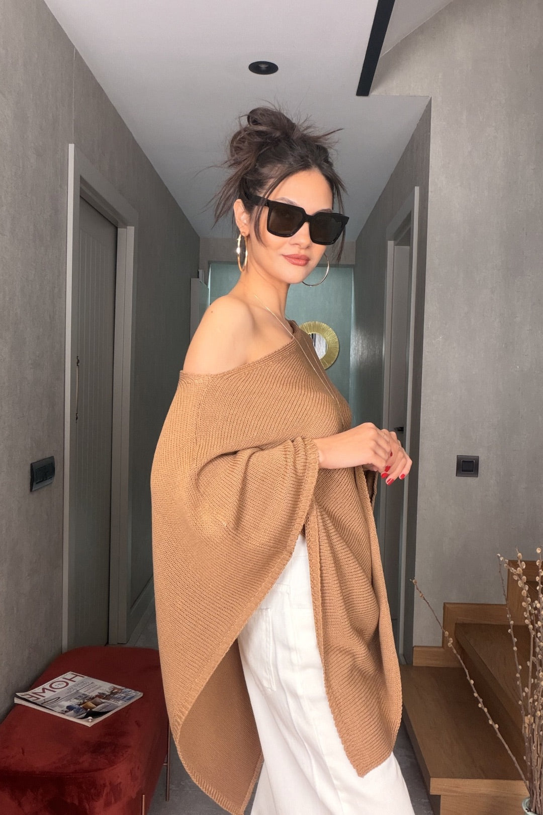 Camel Pelerin Triko