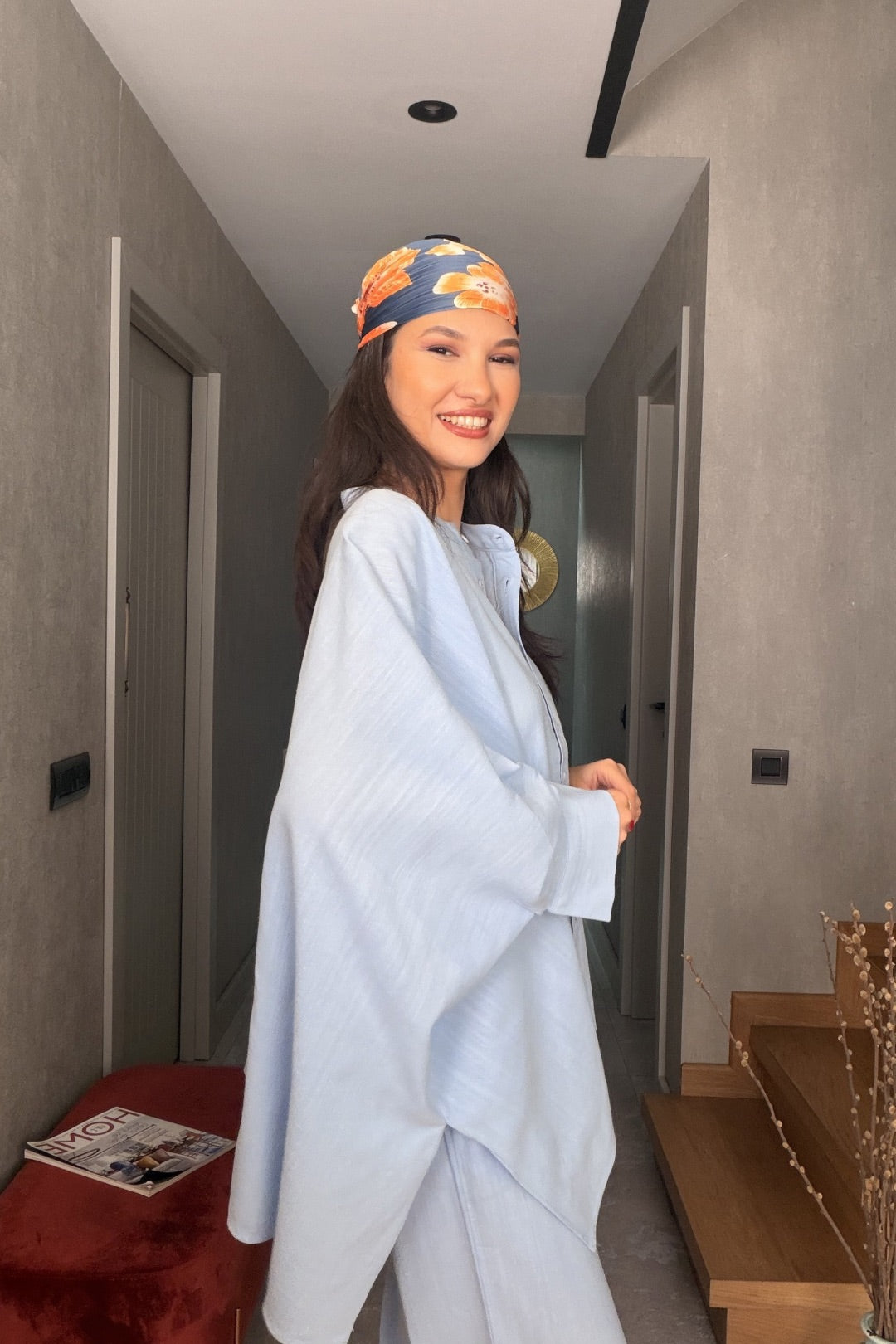 Bebe Mavi Yarasa Kol Keten Takım