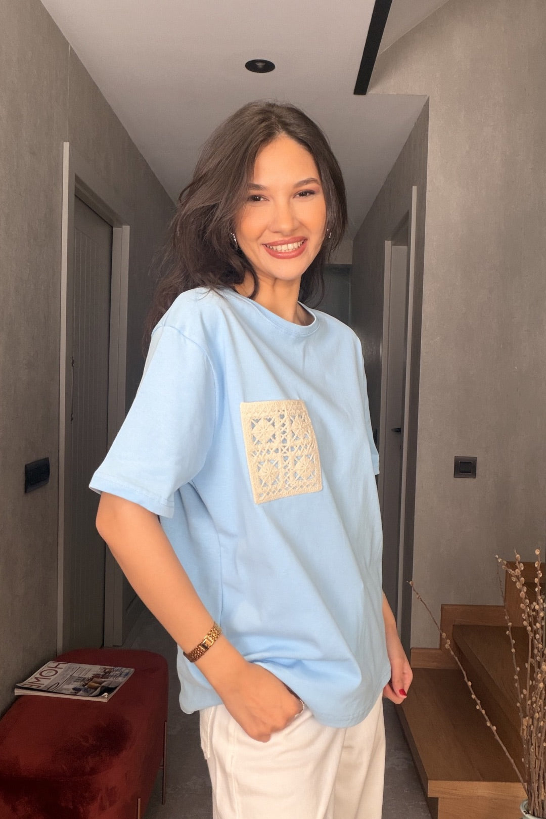 Bebe Mavi Makremeli Cepli Tshirt