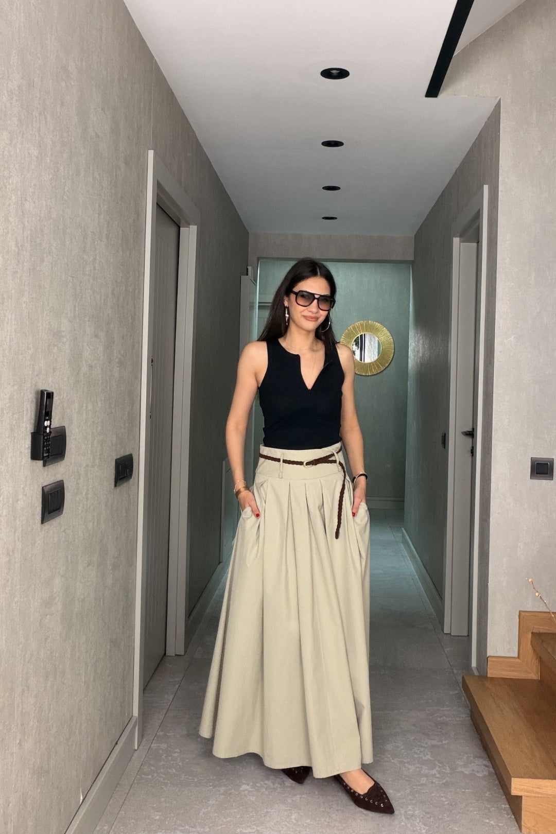 Mint Maxi Kemerli Etek