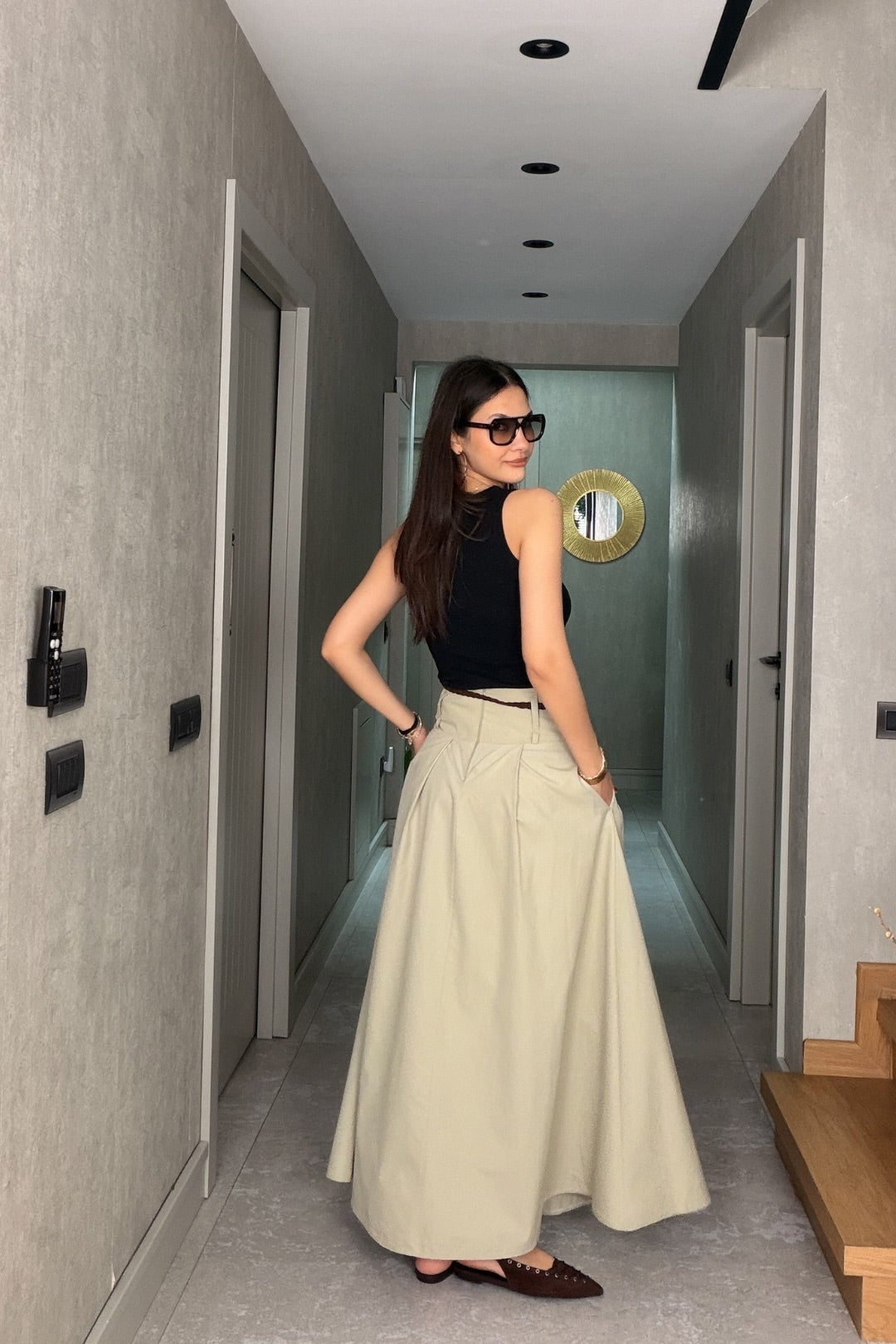 Mint Maxi Kemerli Etek