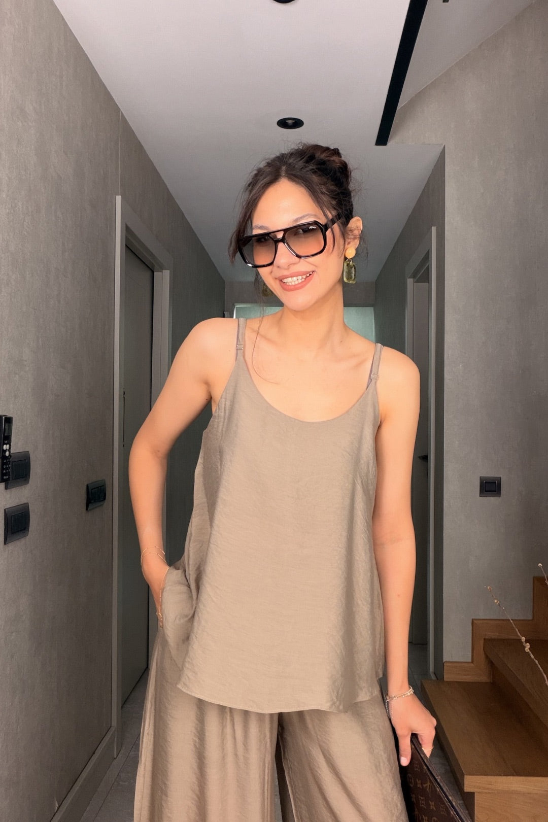 Haki Askılı Tül Modal Takım