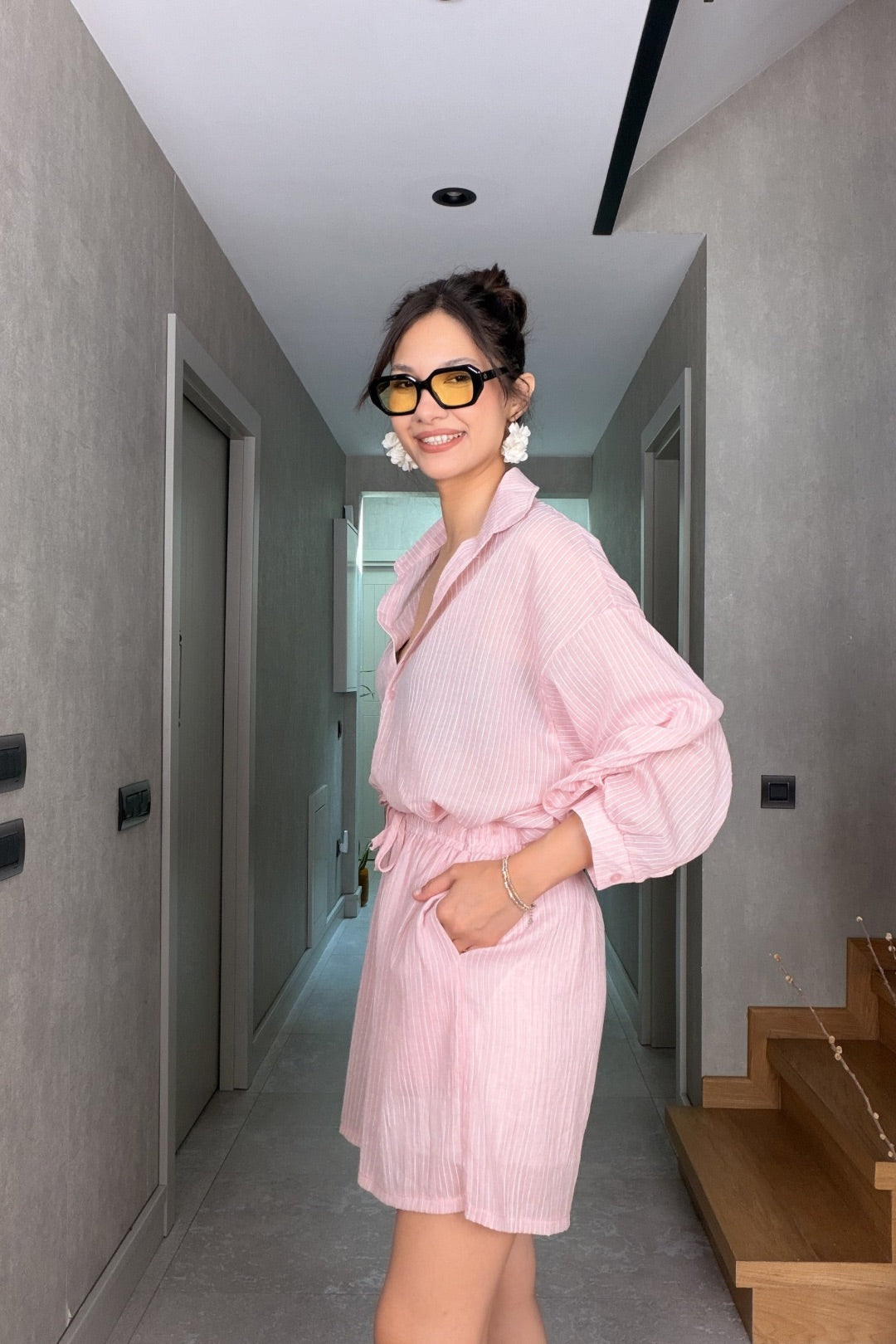 Pembe İthal Vual Şortlu Takım