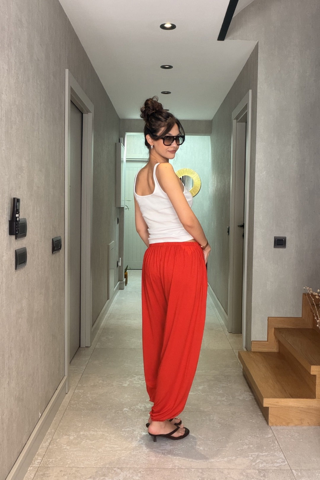 Nar Çiçeği Penye Şalvar Pantolon