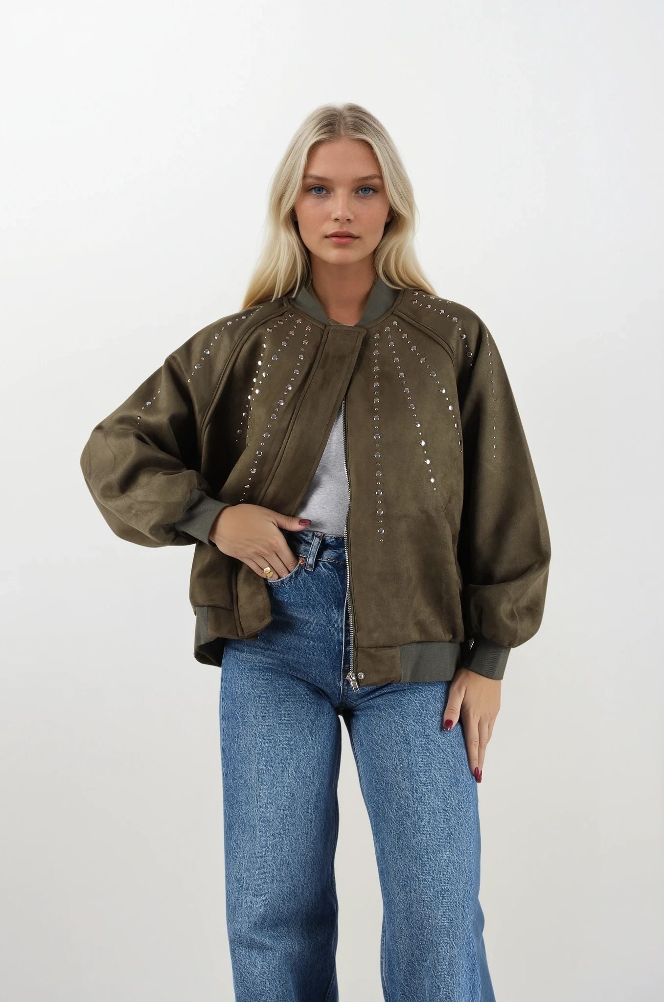 Haki Bomber Nubuk Ceket