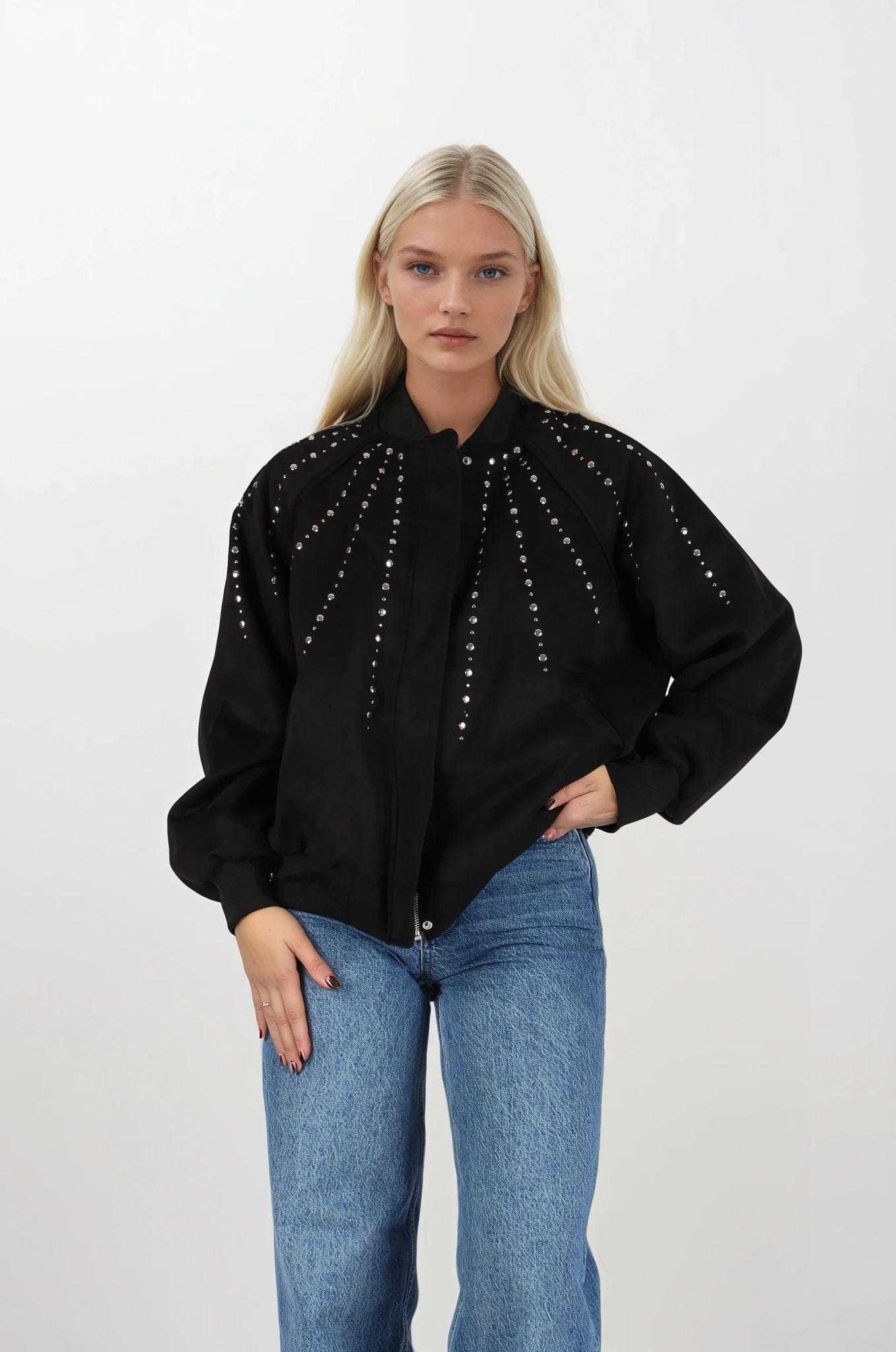Siyah Bomber Nubuk Ceket