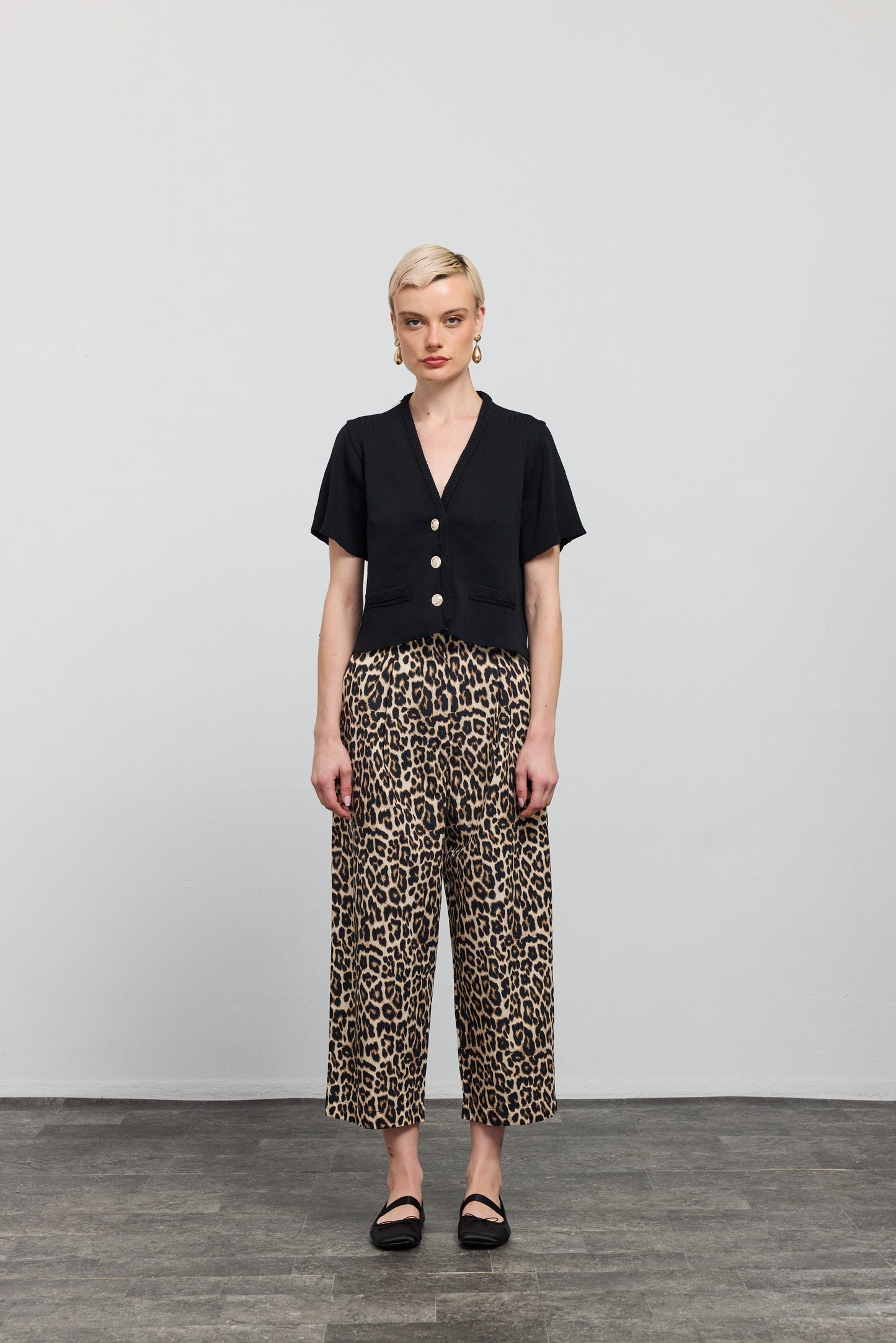 Leopar Desenli Baggy Pantolon