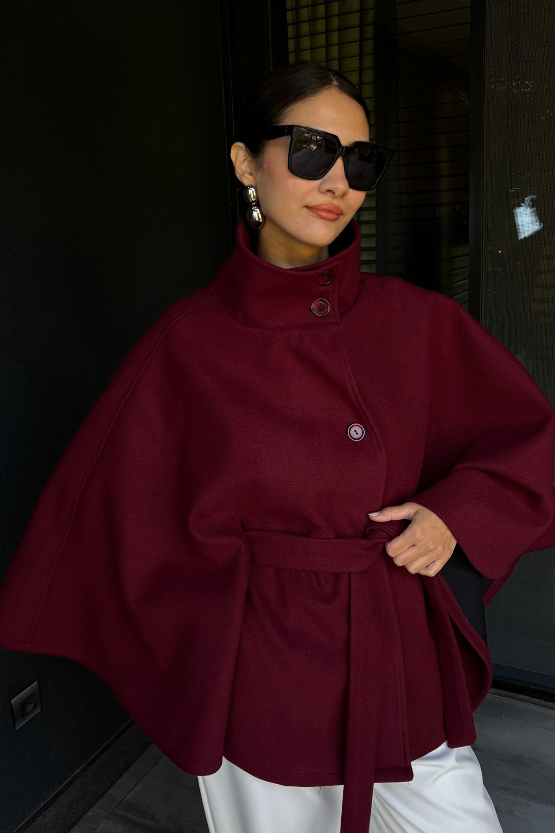 Bordo Panço Kaşe Ceket