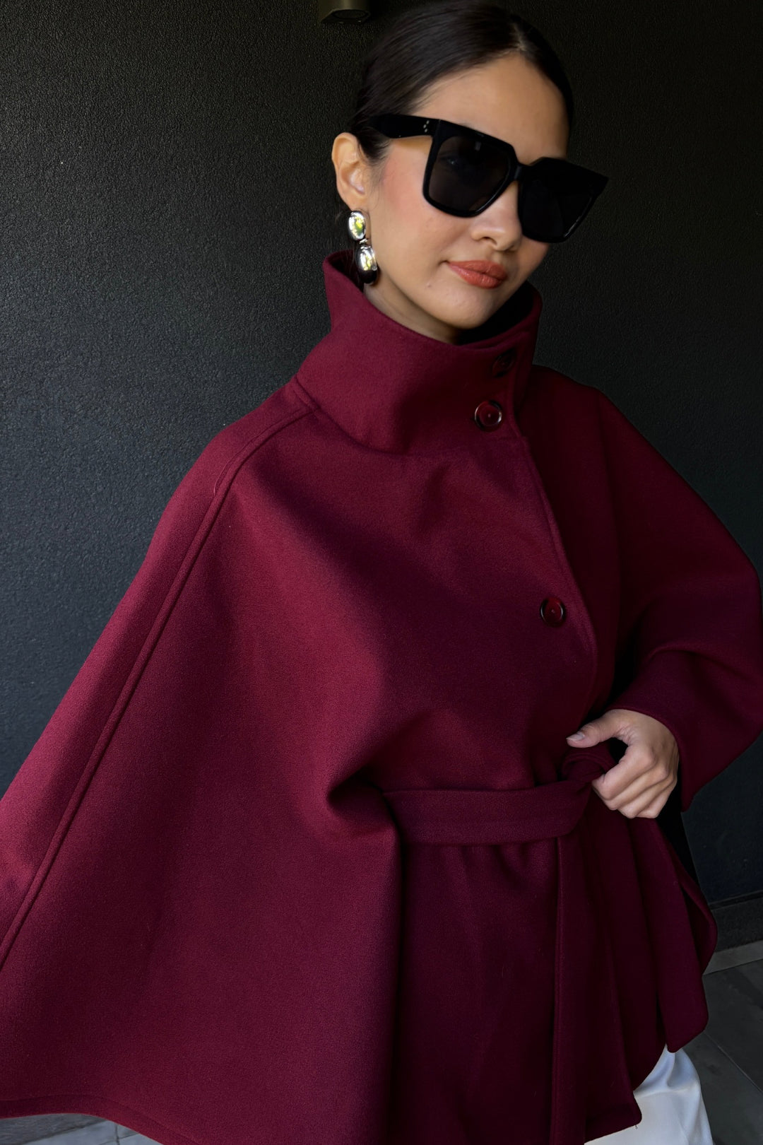 Bordo Panço Kaşe Ceket