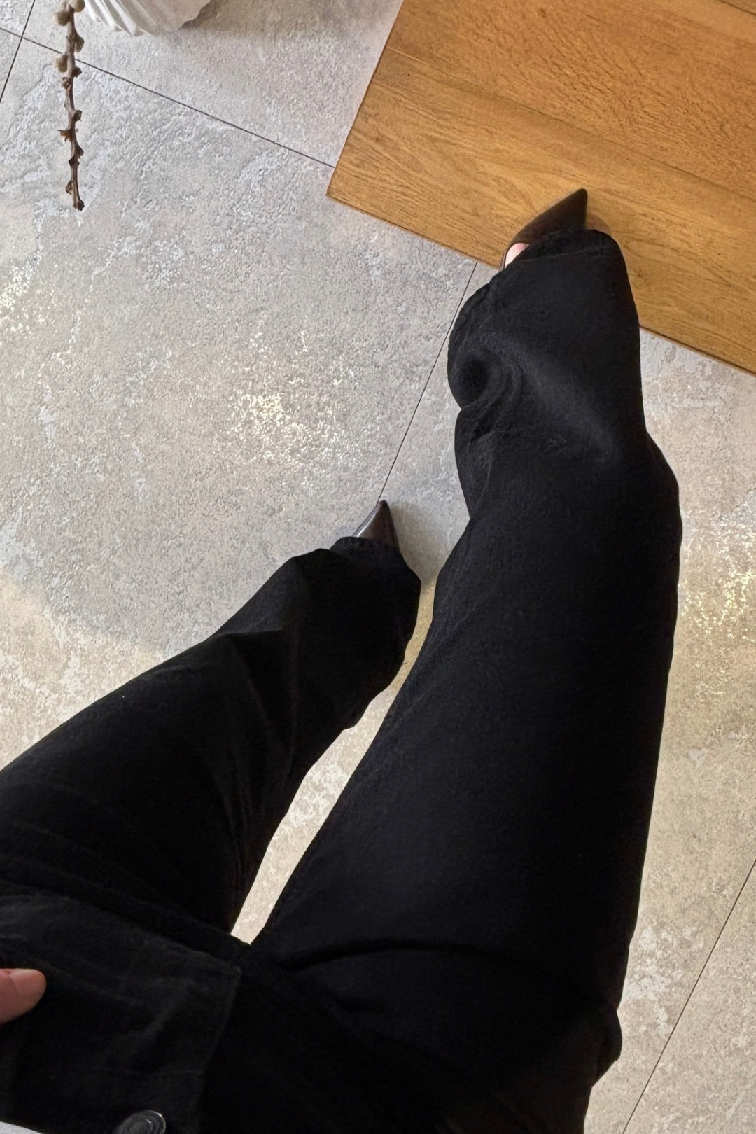 Siyah Yüksek Bel Wideleg Jean