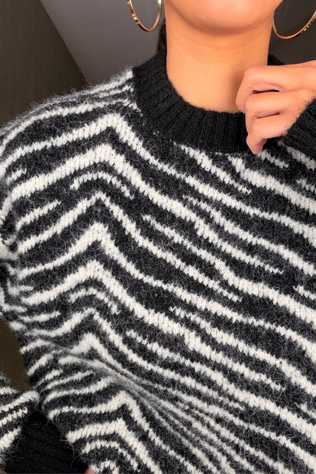 Zebra Desenli Triko Kazak